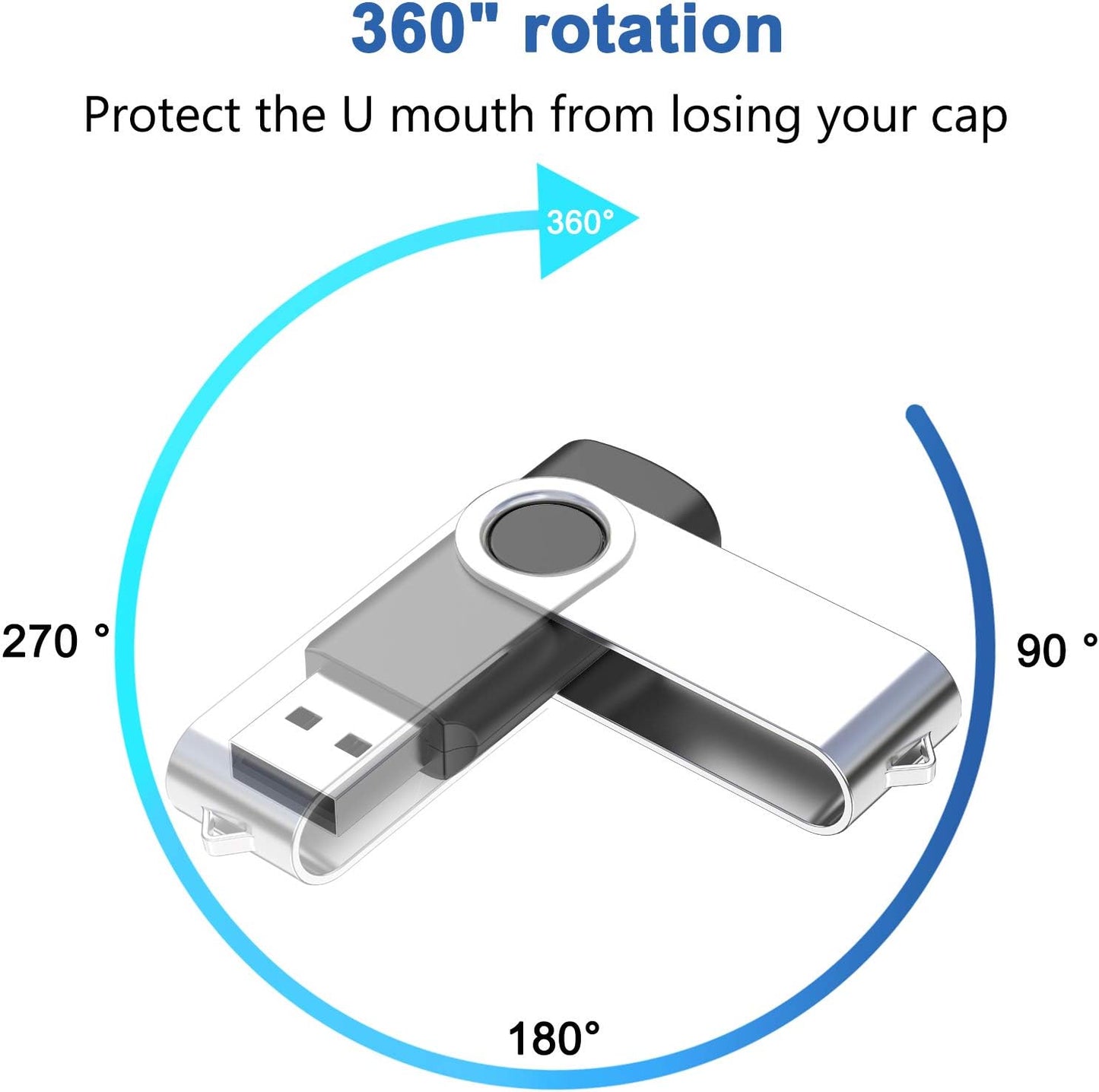 8GB Flash Drive, USB 8 GB Flash Drive 10 Pack, 8 Gig Thumb Drive with Lanyards Metal Swivel 8GB USB Memory Stick Pen Drive with LED Indicator(10 Black)