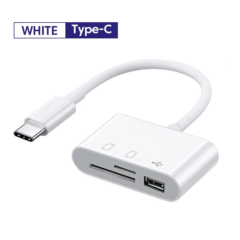 3-In-1 Card Reader Adapter Type C to SD TF Memory Card Reader USB Type C OTG Converter for Huawei Samsung Xiomi Phone Tablet