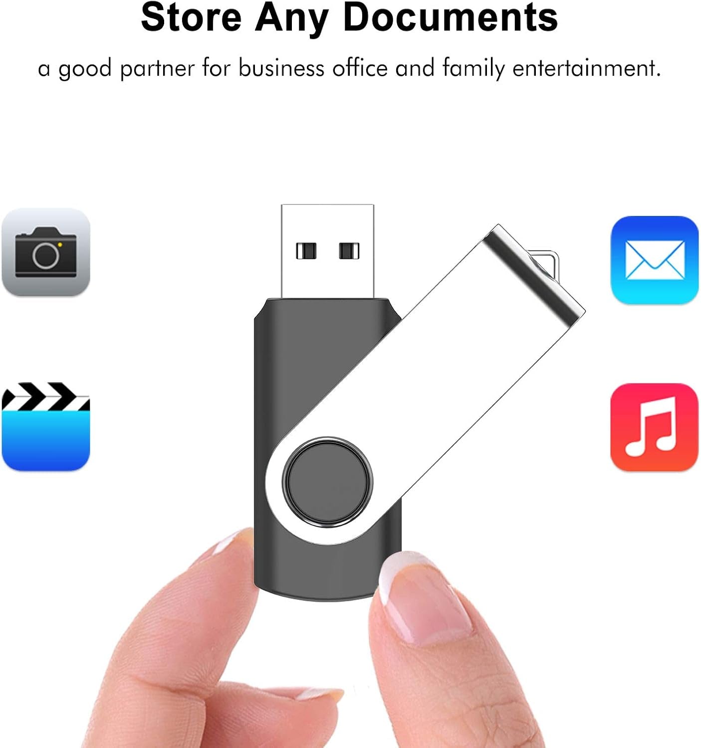 8GB Flash Drive,  USB 8 GB Flash Drive 10 Pack, 8 Gig Thumb Drive with Lanyards Metal Swivel 8GB USB Memory Stick Pen Drive with LED Indicator(10 Black)