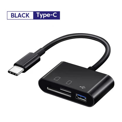3-In-1 Card Reader Adapter Type C to SD TF Memory Card Reader USB Type C OTG Converter for Huawei Samsung Xiomi Phone Tablet