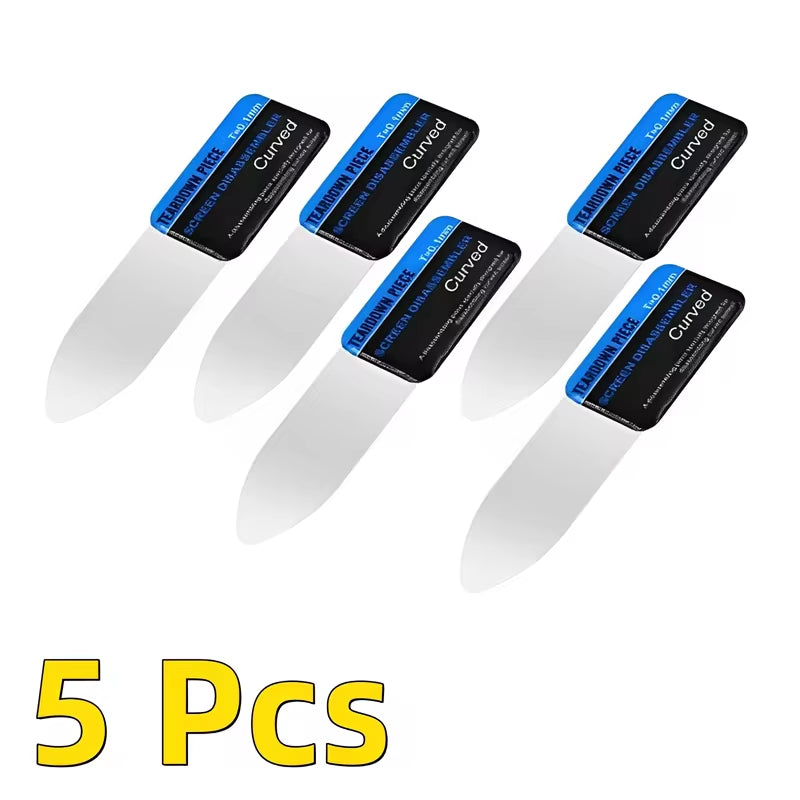 1-5Pcs Mobile Phone Curved LCD Screen Spudger Opening Pry Card Tools Ultra Thin Flexible Mobile Phone Disassemble Steel Metal