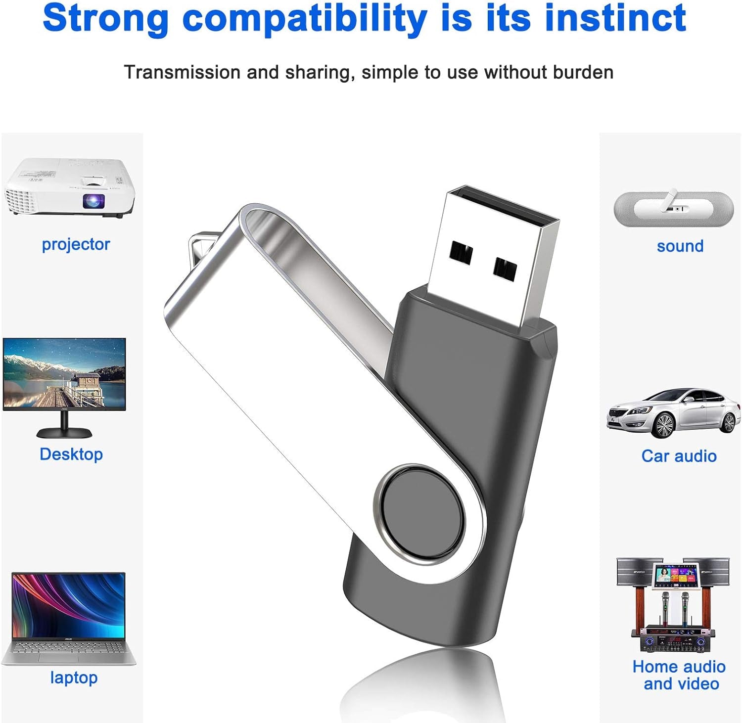 8GB Flash Drive,  USB 8 GB Flash Drive 10 Pack, 8 Gig Thumb Drive with Lanyards Metal Swivel 8GB USB Memory Stick Pen Drive with LED Indicator(10 Black)