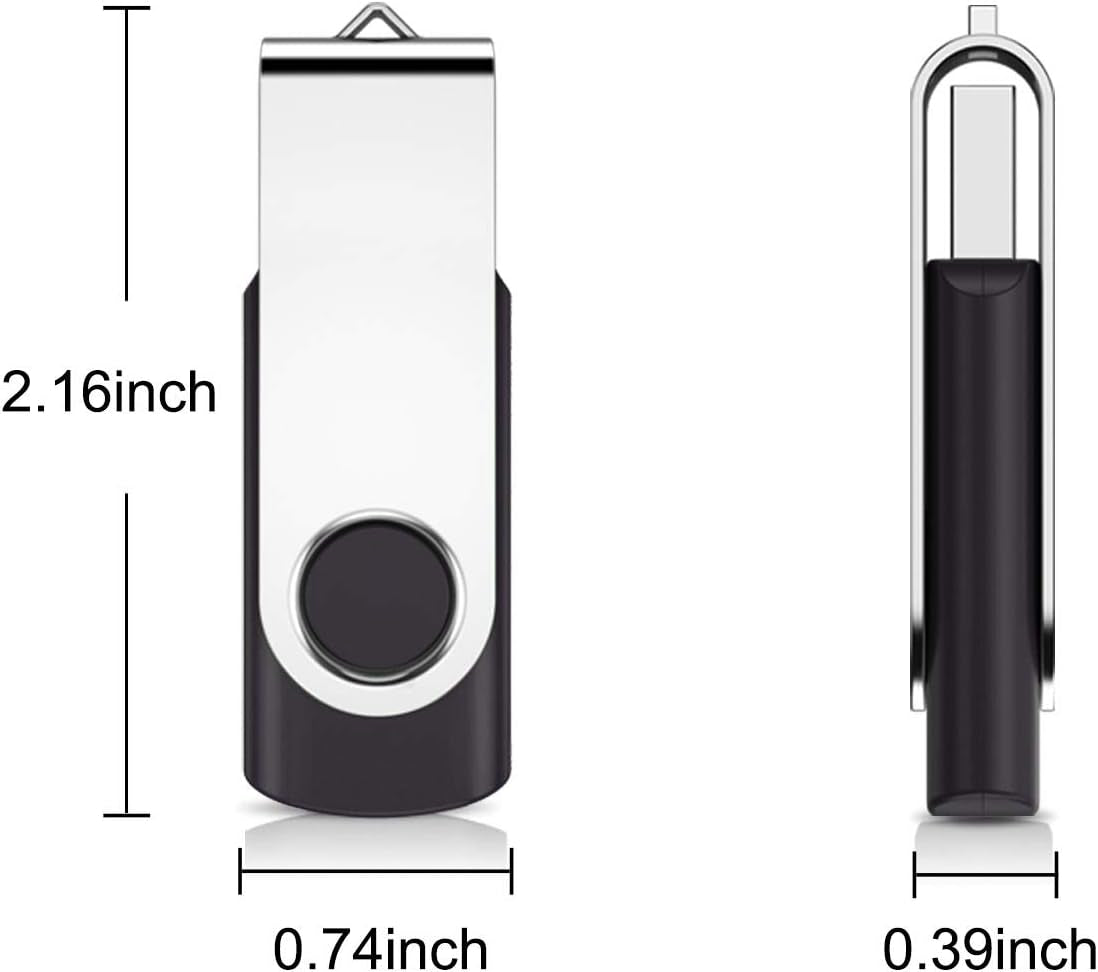 8GB Flash Drive,  USB 8 GB Flash Drive 10 Pack, 8 Gig Thumb Drive with Lanyards Metal Swivel 8GB USB Memory Stick Pen Drive with LED Indicator(10 Black)