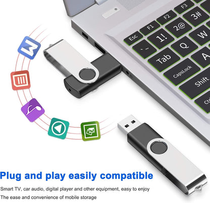 8GB Flash Drive,  USB 8 GB Flash Drive 10 Pack, 8 Gig Thumb Drive with Lanyards Metal Swivel 8GB USB Memory Stick Pen Drive with LED Indicator(10 Black)