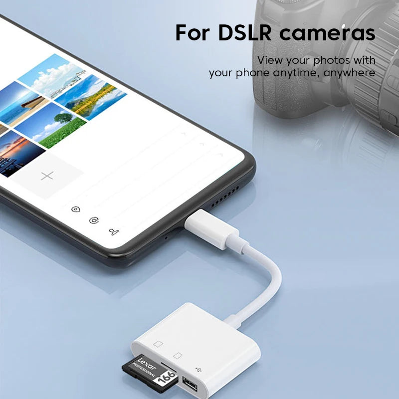 3-In-1 Card Reader Adapter Type C to SD TF Memory Card Reader USB Type C OTG Converter for Huawei Samsung Xiomi Phone Tablet