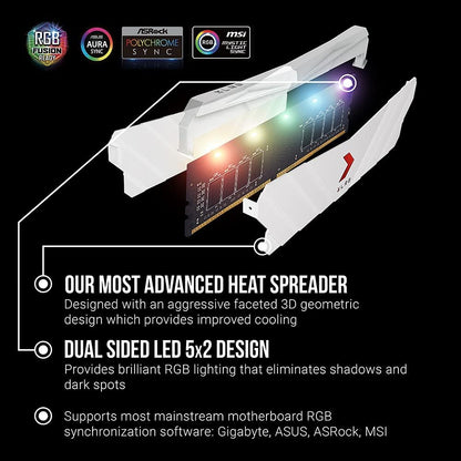 XLR8 Gaming 16GB (2X8Gb) DDR4 DRAM 3200Mhz (PC4-25600) CL16 1.35V RGB Dual Channel Desktop (DIMM) Memory White Edition – MD16GK2D4320016XWRGB